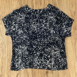 No. 6 Store Graphic Flowers Button Back Silky Top